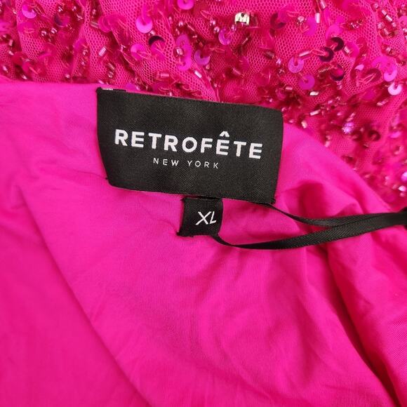 Retrofete Billy Sequin Dress in Knockout Pink Size XL NWT Spaghetti Straps - Picture 10 of 13